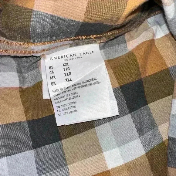 American Eagle Plaid Long Sleeve Button Down Shirt XXL / Perfect for Fall! - Picture 12 of 13